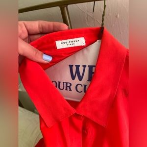 Equipment Orange Silk Button down Blouse Size Large